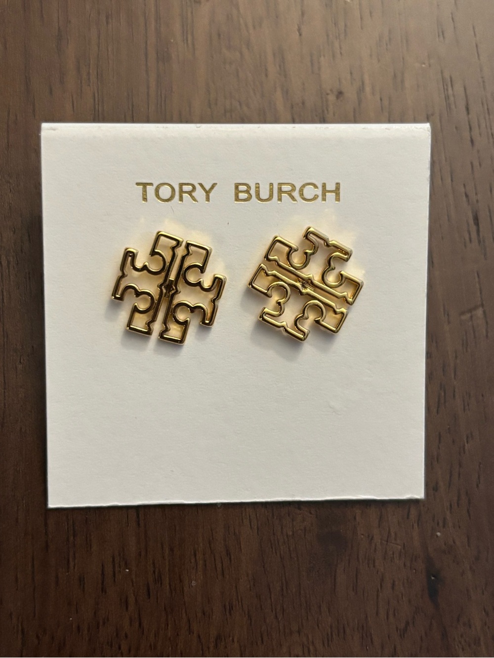 Tory Burch Gold Double-T Logo Stud Earrings
